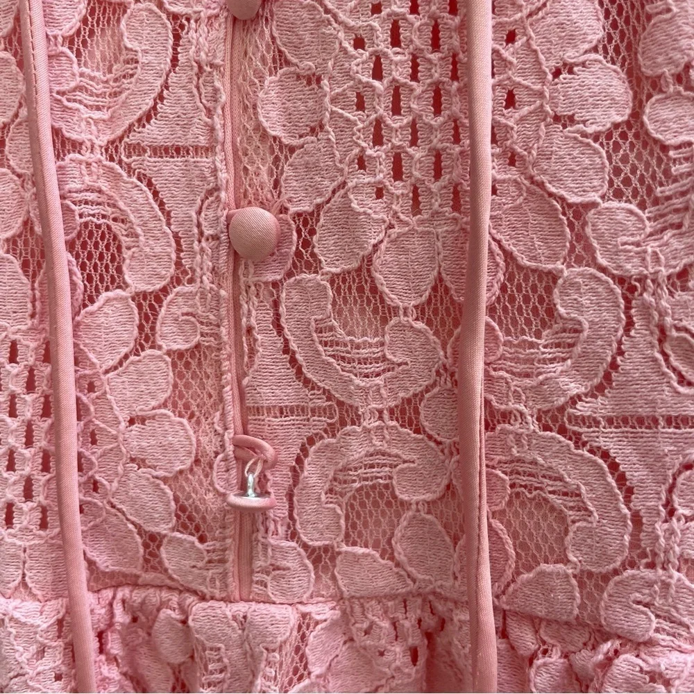 DISNEY Girls Pink Floral Lace Ruffle Mini Dress Beauty Beast Size Large - Picture 7 of 12